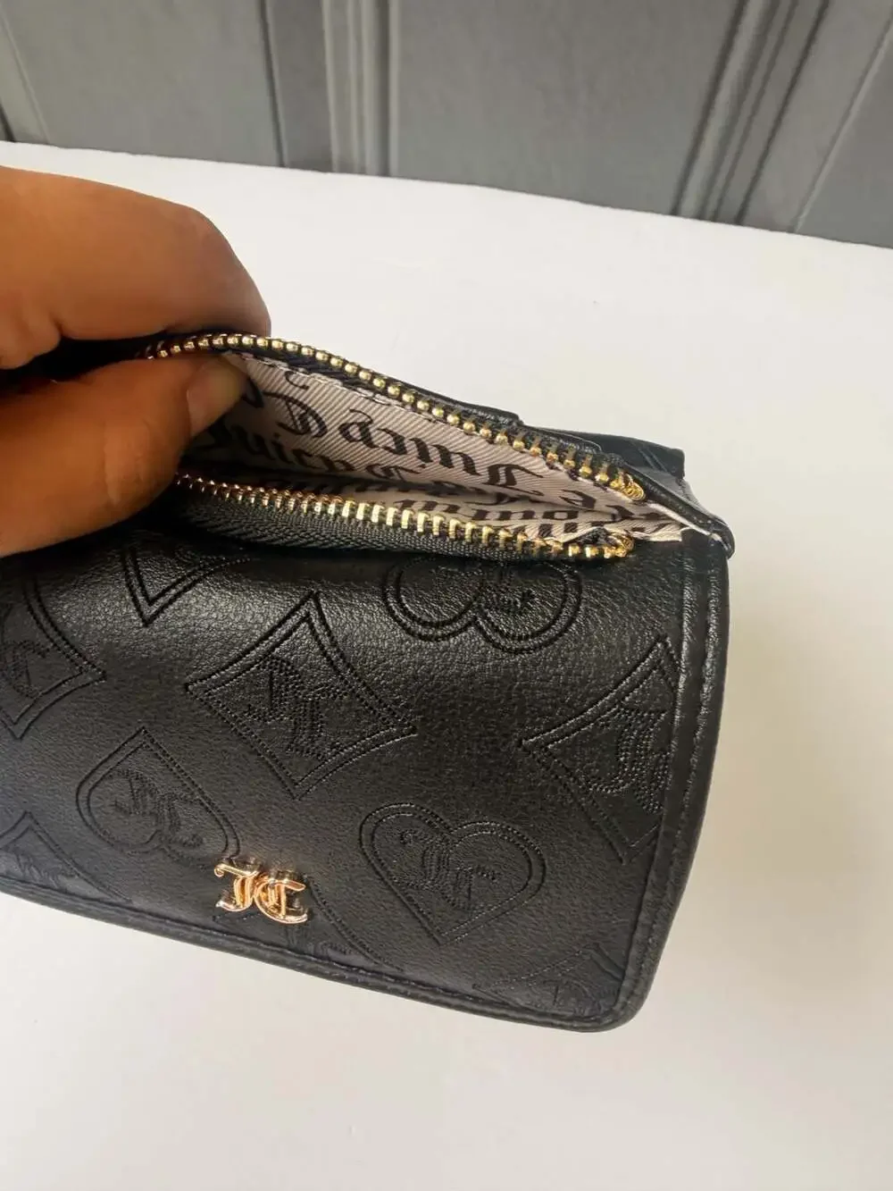 Juicy Couture Top Notch Double Sided Trifold Wallet in Liquorice